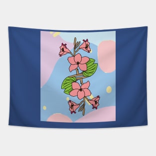 Vintage Flowers Orchids Colorful Tapestry