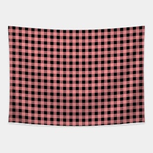 Gingham Check Pattern Stripes Black and Pink Tapestry