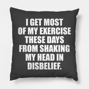 I get most of my exercise these days from shaking my head in disbelief Pillow