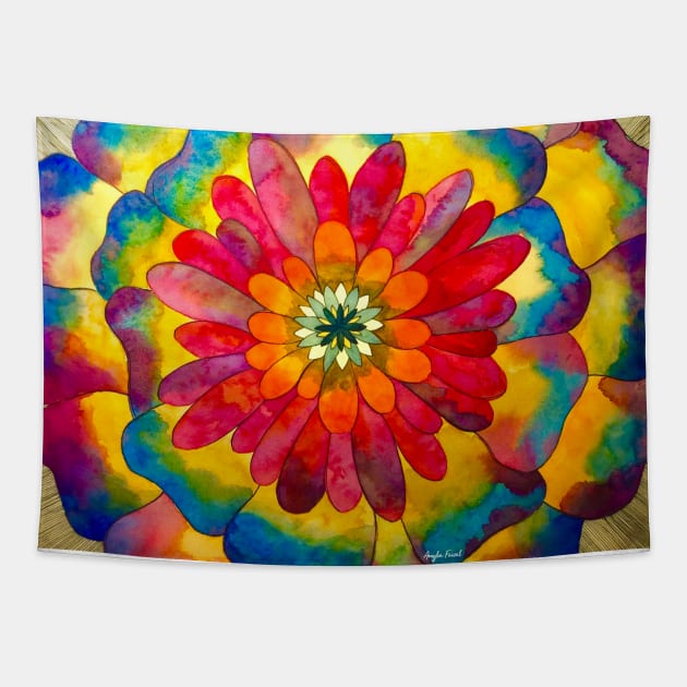 Rainbow Flower Tapestry by amyliafaizalart