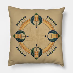 Embroidered Art Nouveau Mandala Pillow