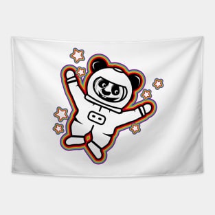 little astronaut panda bear with rainbow aura Tapestry