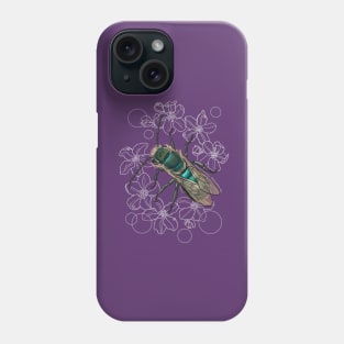 Blue, Orchard, Mason Bee Doodle, for dark background Phone Case