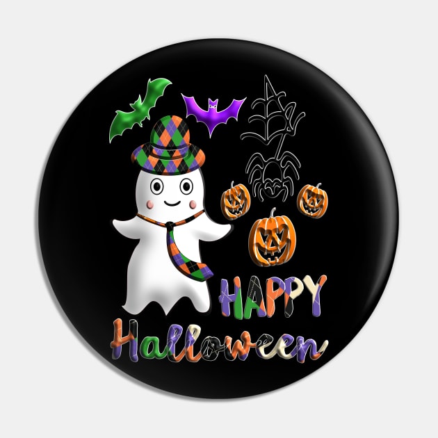 Pumpkin dad ghost Kawaii bat spider Happy Halloween violet orange black dots ribbon 3D tridimensional 320 Pin by dvongart