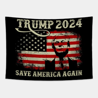 Donald Trump 2024 Save America Again American Flag Patriotic Tapestry