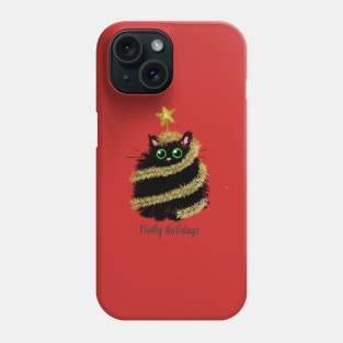 Christmas kitty - Cute fluffy black kitten Phone Case