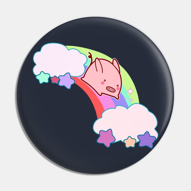 Kawaii Rainbow Pig Pin by saradaboru