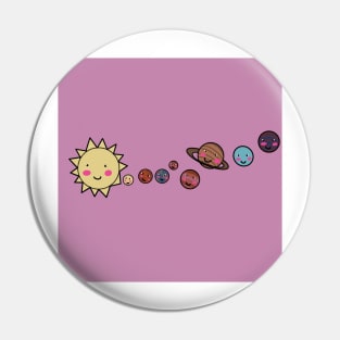 Kawaii planets digital illustration Pin