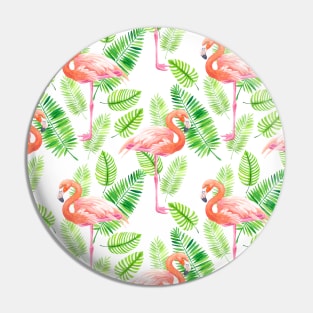 Flamingos and tropical leaves Pin