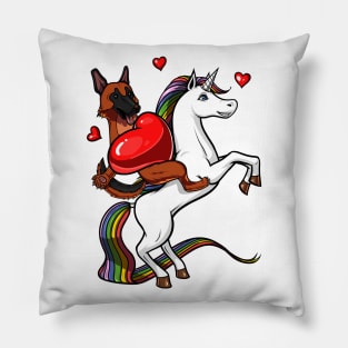 German Shepherd Dog Riding Unicorn Pillow