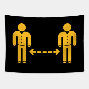 Keep Distance! (Corona Virus / Pictogram / Icon / Gold) Tapestry