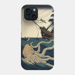 Giant Squid Attacking A Ship Phone Case