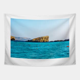 Rock in cyan water of Mediterranean sea Tapestry