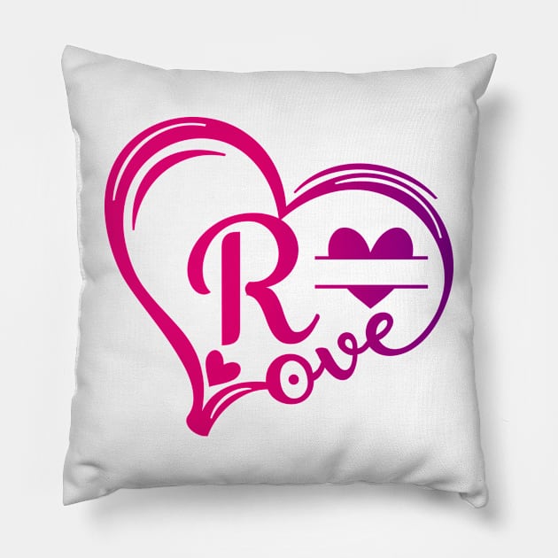 letter r monogram in the shape of love Pillow by Candy Store