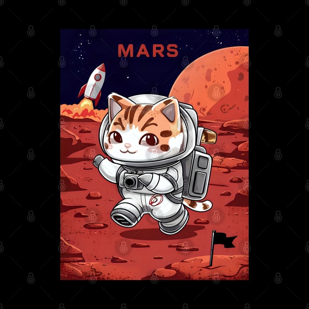 Cute cat astronaut on mars by Spaceboyishere