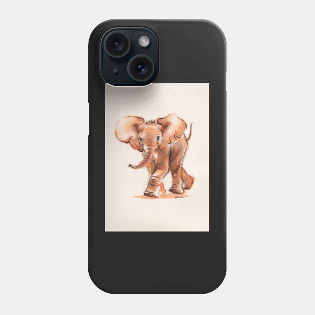 Lillie - Watercolor painting of a baby elephant Phone Case by tranquilwaters