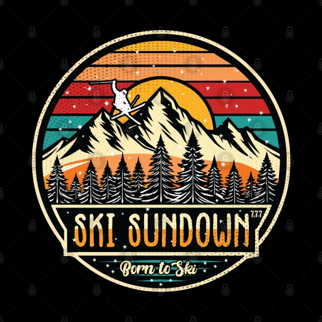 Retro Ski Sundown by Surrealcoin777