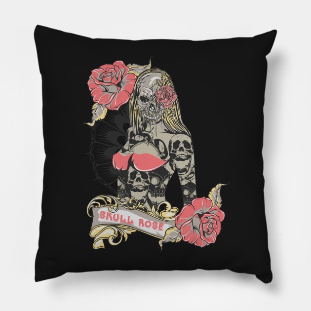 Skull Rose Pillow by gblackid