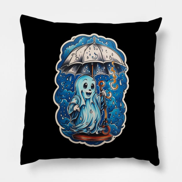 Ghost in the Rain Pillow by Daniel99K