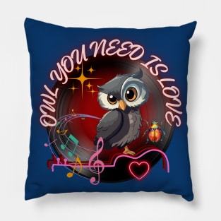 Music vibe Owl you need is love Valentine's Day Pillow