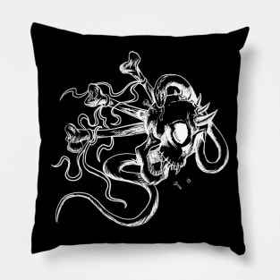 Serpent Skull (White on black) Pillow