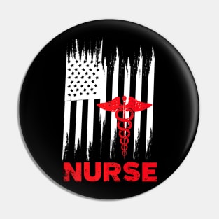 Awesome American Flag Nurse Men Women Pin