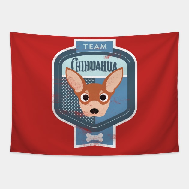 Team Chihuahua - Distressed Chihuahua Beer Label Design Tapestry by DoggyStyles