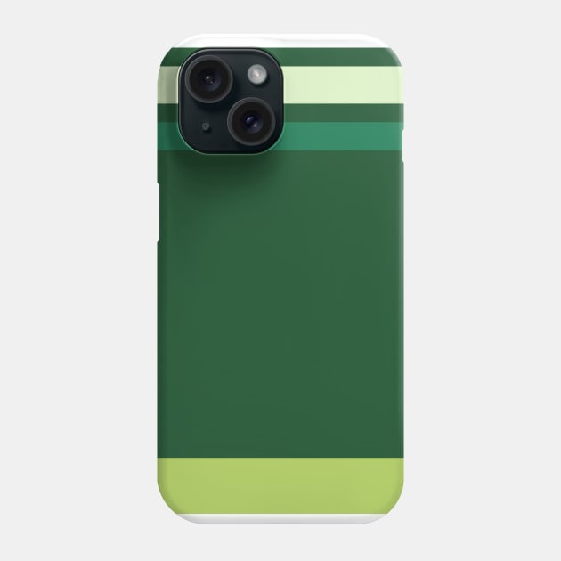 A fascinating customization of Dark Sea Green, Medium Aquamarine, Very Light Green, Pine and Light Olive stripes. Phone Case by Sociable Stripes