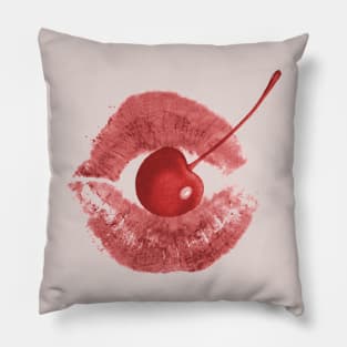 Coquette Red Lips Cherry Pillow