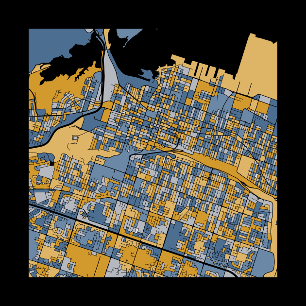 Hamilton Map Pattern in Blue & Gold by PatternMaps