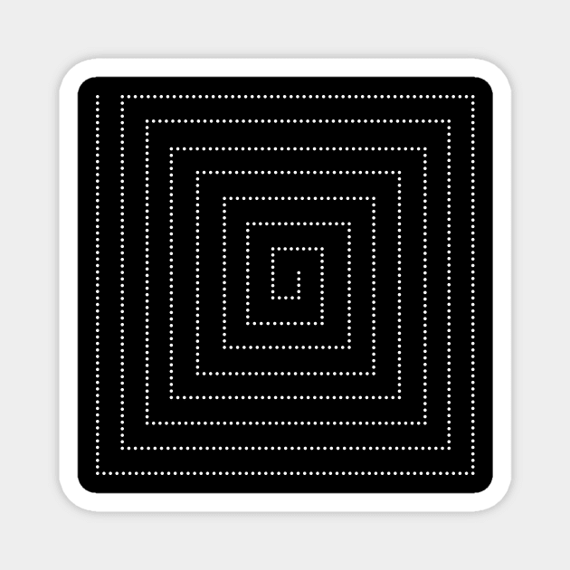 Black Background with White Dotted Line, Square Bullseye Pattern no.1 Magnet by Neil Feigeles