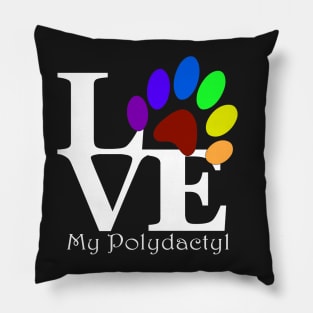 LOVE Polydactyl Cats (White Ink) Pillow