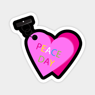 Peace Day heart-shaped key chain Magnet