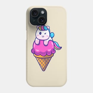 Cute Unicorn On Ice Cream Cone Cartoon Phone Case