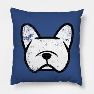 Vintage French Bulldog shirt - distressed Frenchie design - French Bulldog art in navy blue Pillow