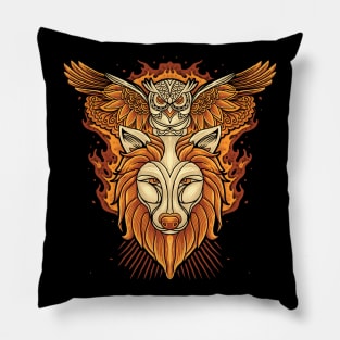 Owl and wolf Pillow