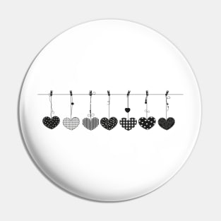 hanging love black Valentine's hearts Pin