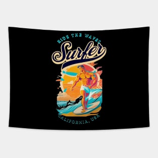 Surf, Hello Summer Funny Surfer Riding Surf Surfing Lover Gifts Tapestry