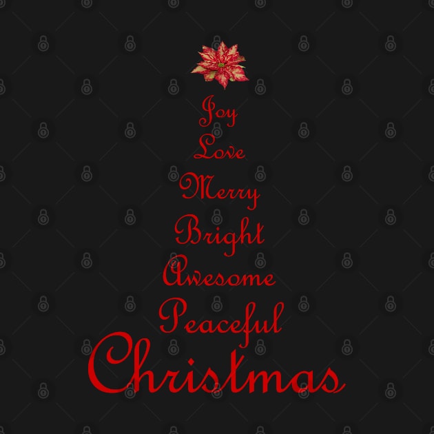 Christmas Tree Word Art Script Typography in Red by Star58