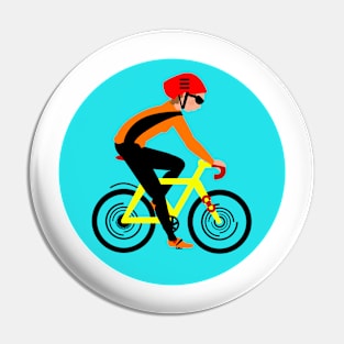 Cyclist, woman on a  yellow bike Pin