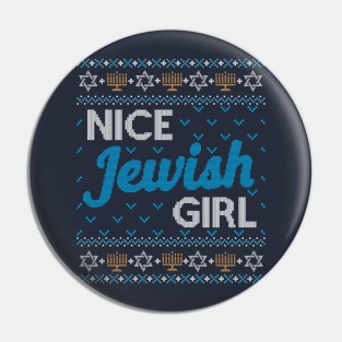 Funny Ugly Hanukkah Sweater, Nice Jewish Girl Pin