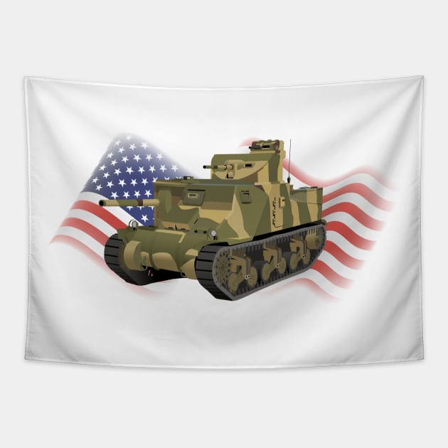 Patriotic M3 Lee / Grant American WW2 Tank Tapestry by NorseTech