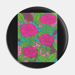 Pink and Green Tropical Foliage with Flowers Pin