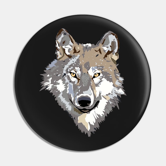 Cute Wolf Illustrated Animal Face Pin by Nirvanibex