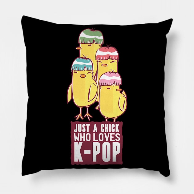 Just A Chick Who Loves KPop Saranghae K Pop Band Pillow by wbdesignz