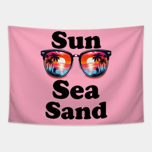 Sun, sea, sand, summer vacation design for bright colors Tapestry