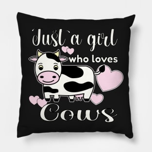 COW - JUST A GIRL WHO LOVES COWS STICKERS, PHONE CASES, SOCKS AND MORE Pillow