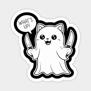 Cute Ghost with knife What's Up Magnet