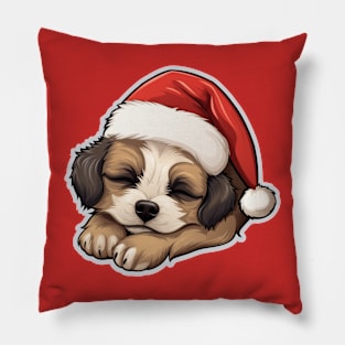 Cute Sleepy Christmas Dog Pillow