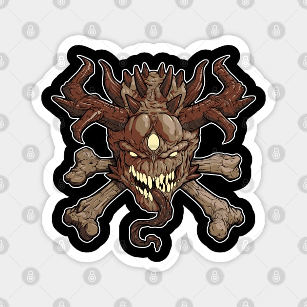 Monster Head and Crossbones Magnet by jpowersart